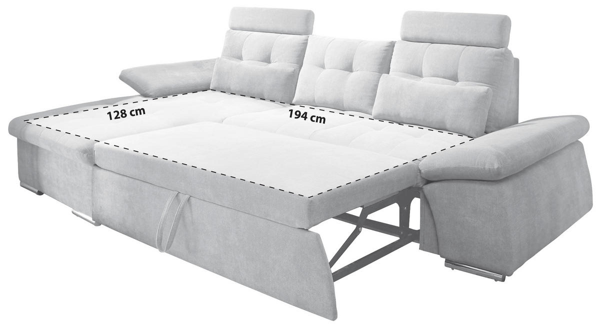 ECKSOFA Dunkelgrau Mikrovelours  - Dunkelgrau/Silberfarben, KONVENTIONELL, Kunststoff/Textil (170/268cm) - MID.YOU