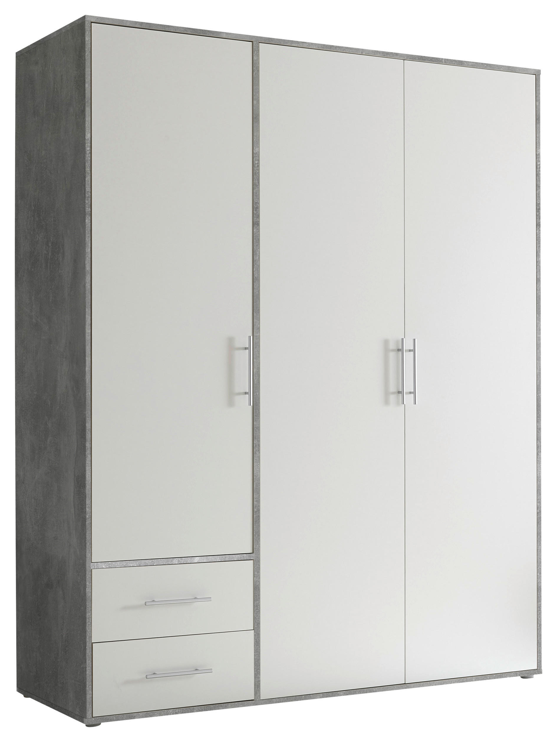 SKRIŇA S OTOČNÝMI DVERAMI, biela, svetlosivá, 155/195/60 cm - biela/svetlosivá, Konventionell, kompozitné drevo/plast (155/195/60cm) - P & B