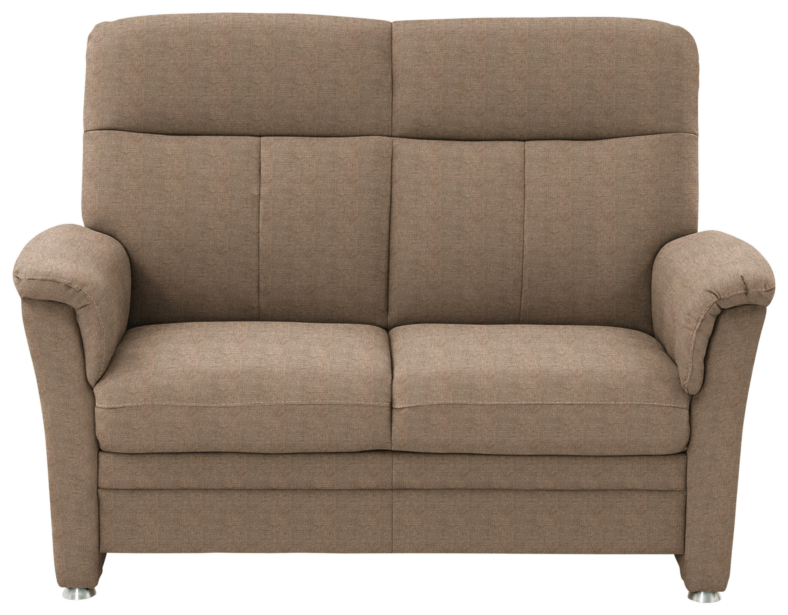 2-SITZER-SOFA Flachgewebe Hellbraun  - Hellbraun/Alufarben, Konventionell, Textil/Metall (142/100/89cm) - Beldomo Comfort