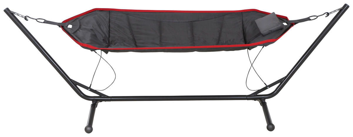 HÄNGEMATTE  - Dunkelgrau/Rot, KONVENTIONELL, Textil/Metall (105/104/305cm) - Siena Garden