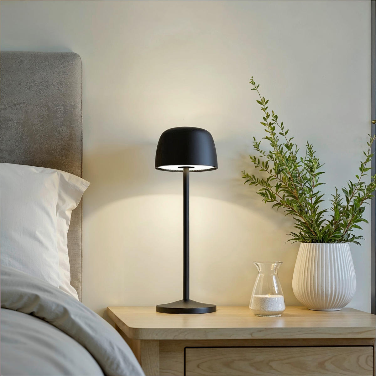 AKKU-TISCHLEUCHTE Las Vegas 7,6/24 cm   - Transparent/Schwarz, Design, Kunststoff/Metall (7,6/24cm) - Novel