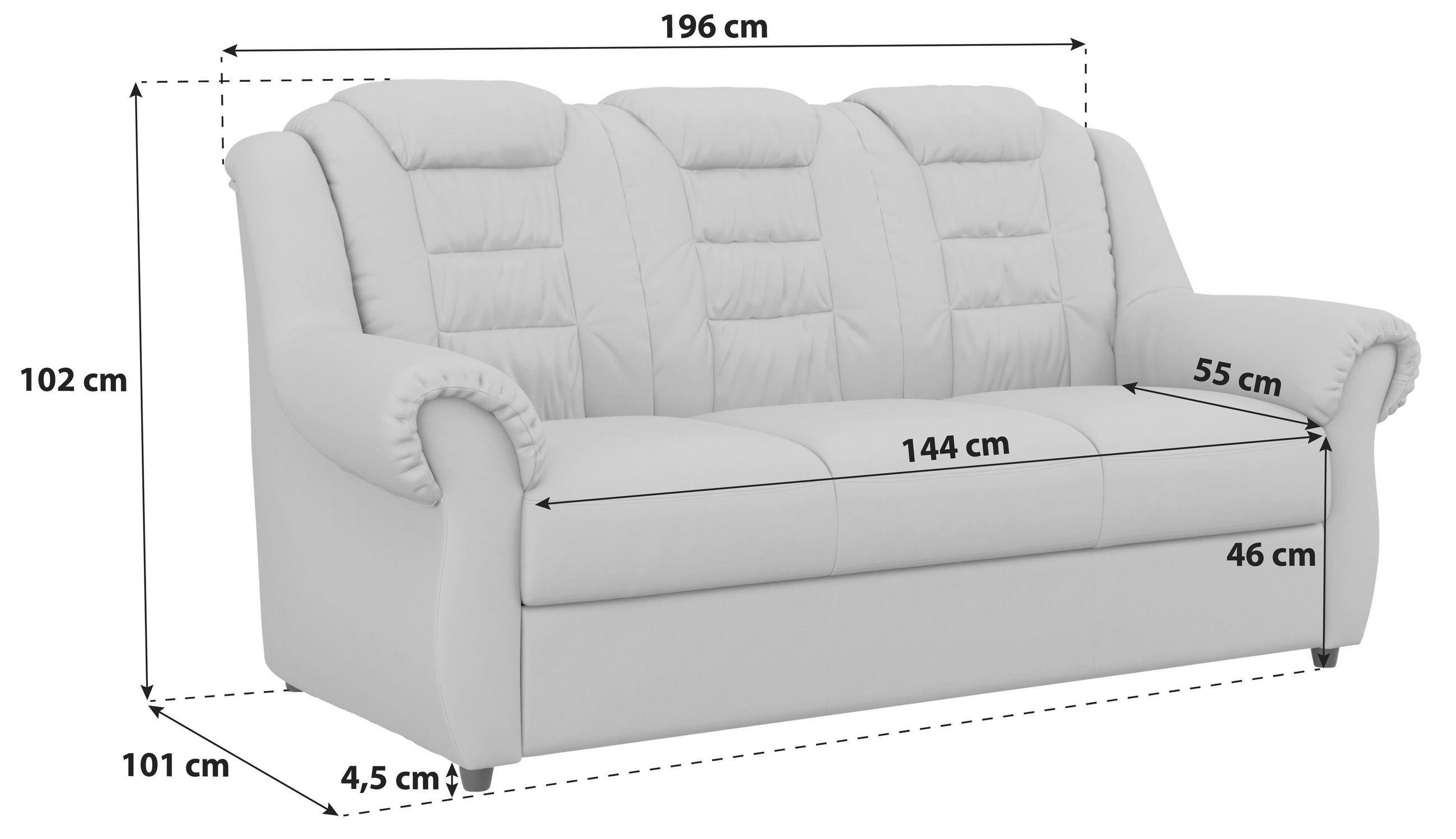 Thumbnail - Livetastic 3-Sitzer-Sofa, Weiß, Textil, 196x102x101 cm, Made in EU, Hocker erhältlich, Rücken echt, Armteil links, recht...