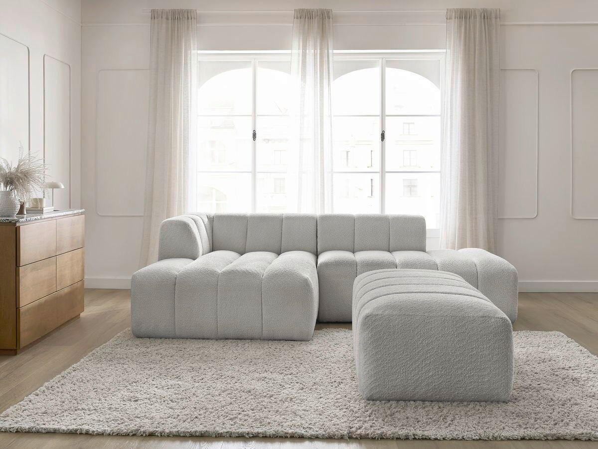 ECKSOFA  ANNECY Hellgrau Bouclé  - Hellgrau/Schwarz, MODERN, Kunststoff/Textil (170/262cm)