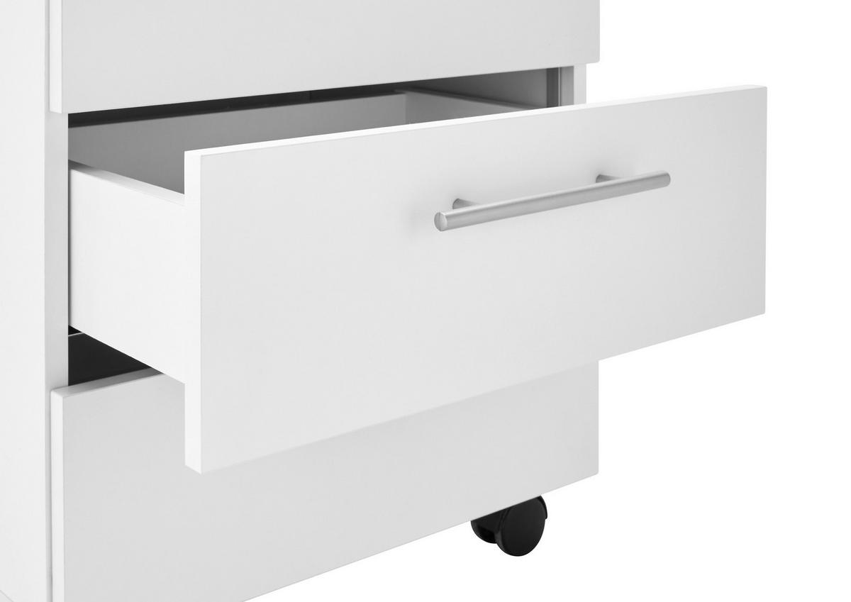 ROLLCONTAINER Weiß  - Silberfarben/Weiß, MODERN, Holzwerkstoff/Kunststoff (40/56/39cm) - Carryhome