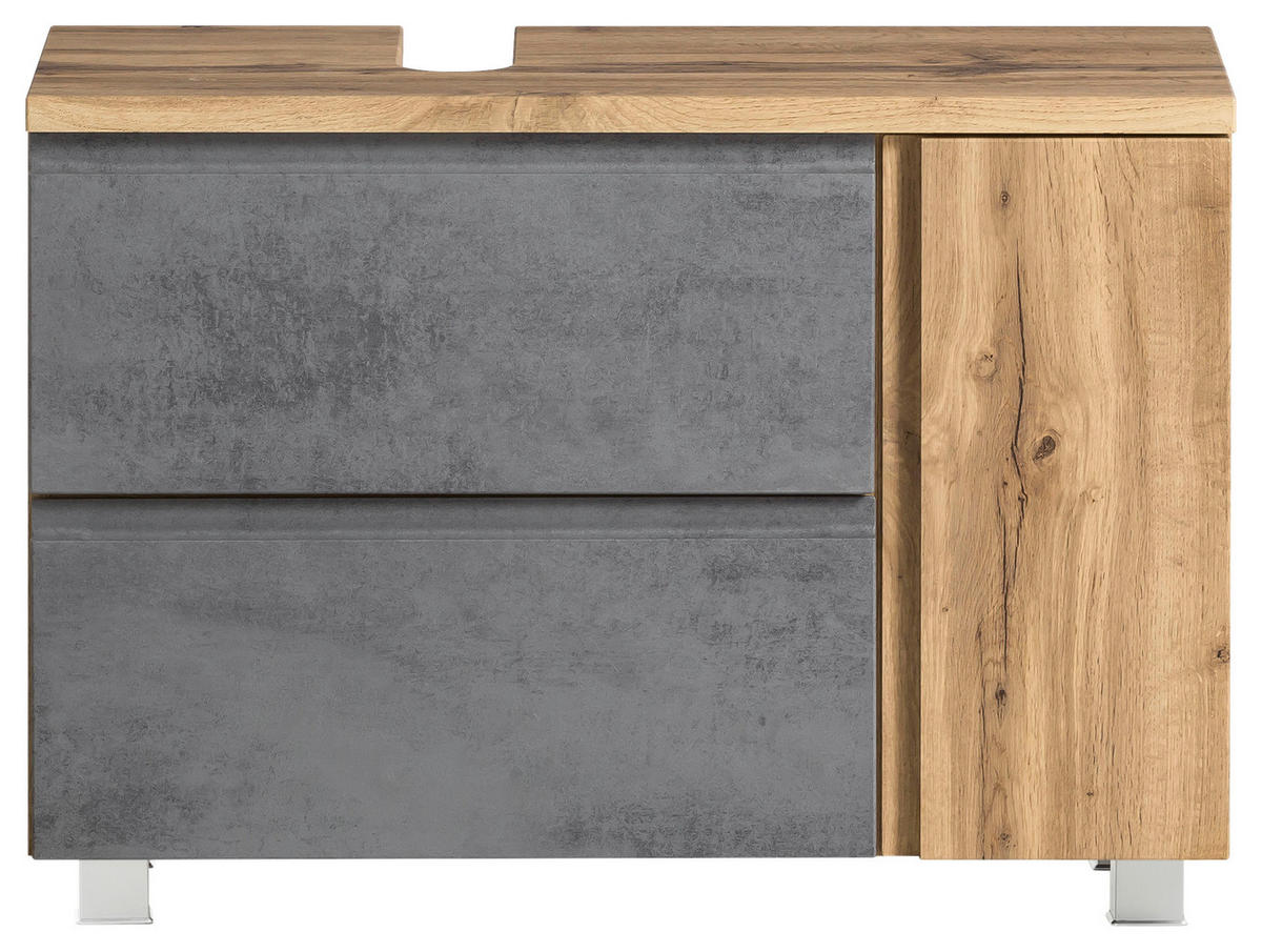 SKRINKA POD UMÝVADLO, 85/56/35 cm - svetlosivá/dub wotan, Modern, kompozitné drevo (85/56/35cm) - Held