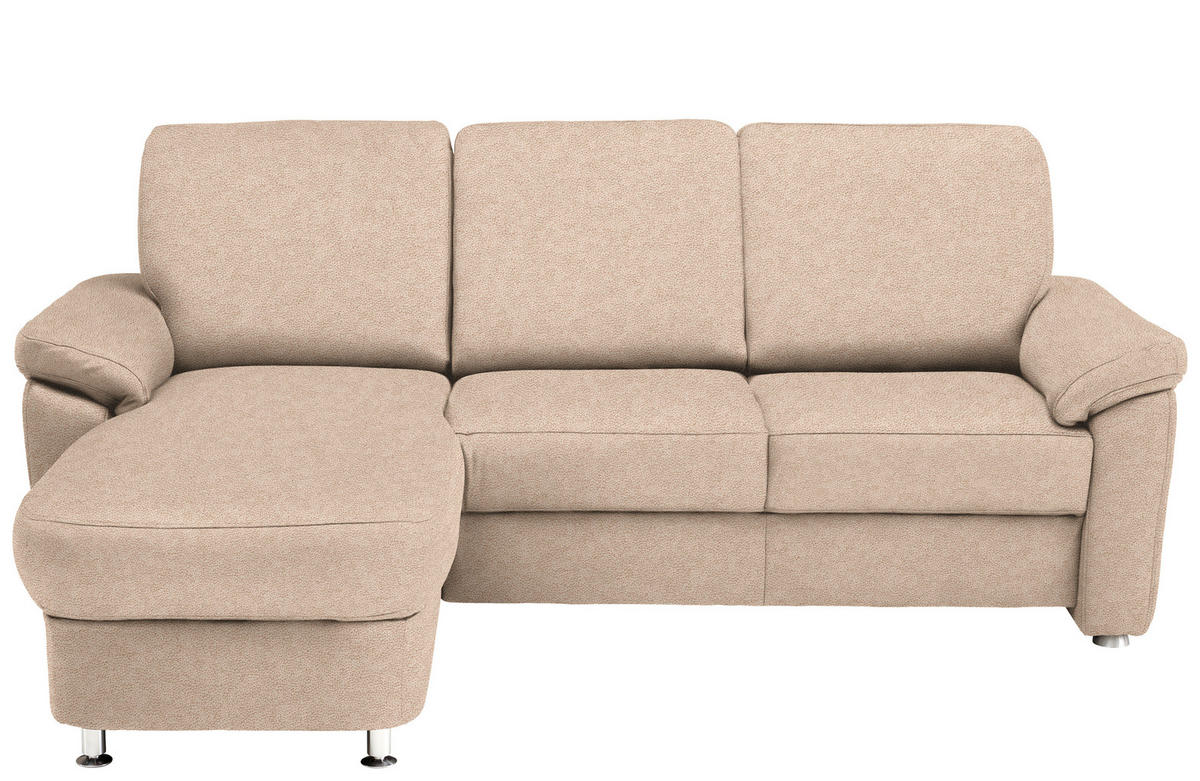 ECKSOFA in Flachgewebe Beige  - Chromfarben/Beige, Konventionell, Textil/Metall (163/250cm) - Beldomo System