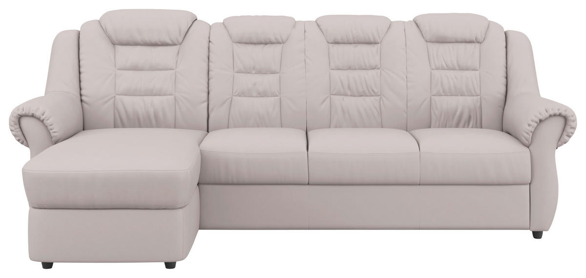 ECKSOFA in Lederlook Hellgrau  - Hellgrau/Schwarz, Konventionell, Kunststoff/Textil (165/262cm) - Livetastic