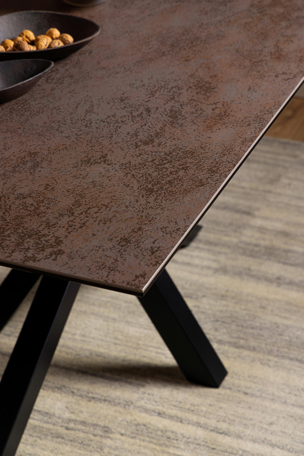 ESSTISCH in Keramik 160/90/75,5 cm  - Schwarz/Braun, Trend, Keramik/Metall (160/90/75,5cm) - MID.YOU