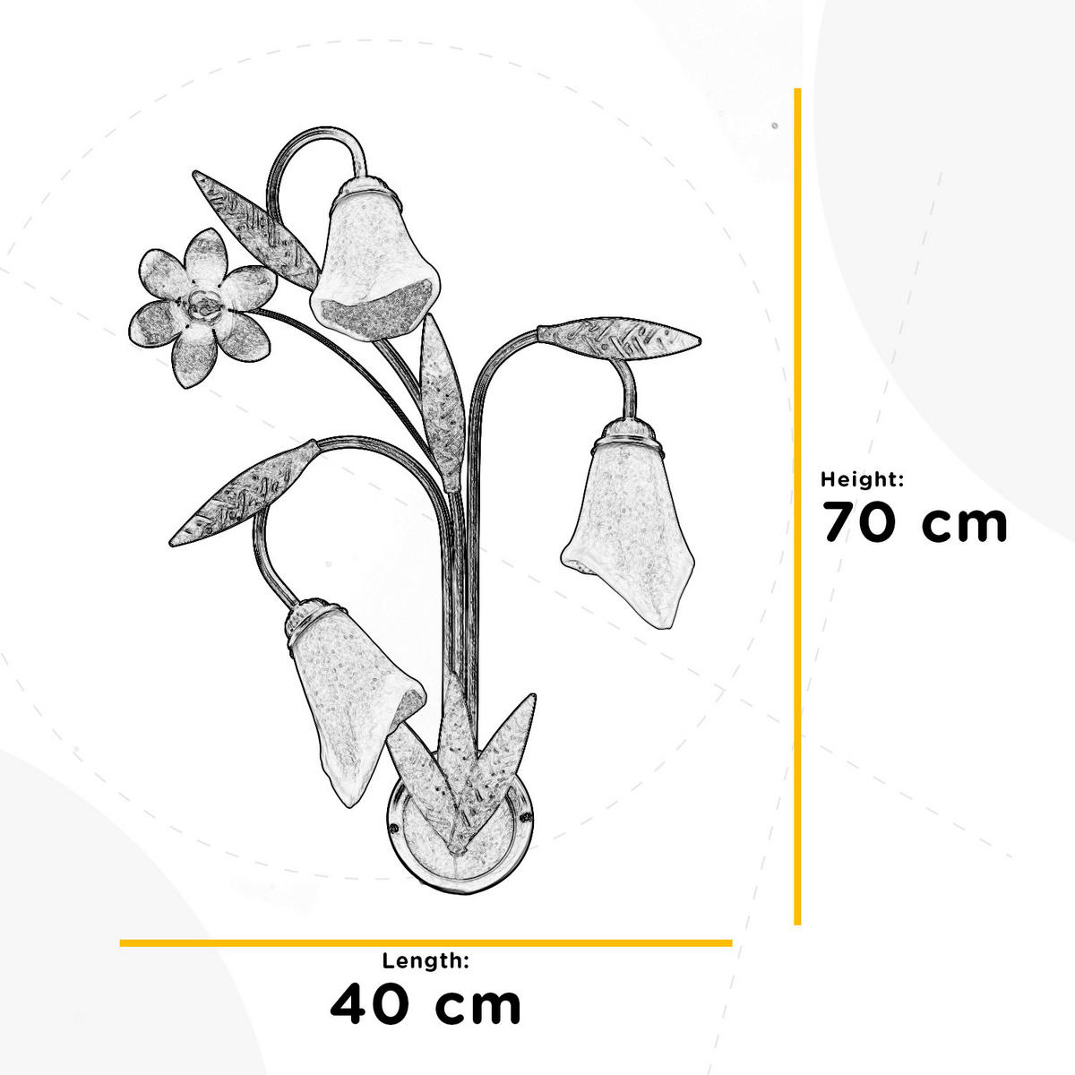 WANDLEUCHTE 40/24/70 cm   - Bronzefarben, KONVENTIONELL, Glas/Metall (40/24/70cm)