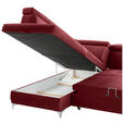 ECKSOFA Bordeaux Samt - Chromfarben/Bordeaux, KONVENTIONELL, Textil/Metall (206/271cm) - Carryhome