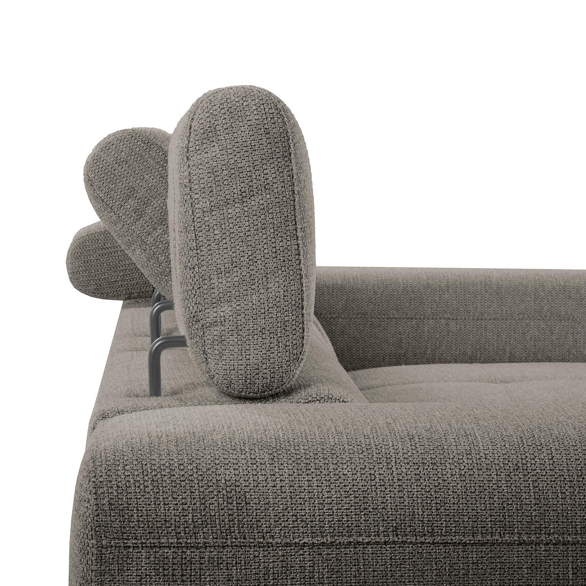 ECKSOFA TORINO Graphitfarben Chenille Bettkasten, Kopfteilverstellung  - Schwarzchrom/Graphitfarben, Design, Textil/Metall (247/173cm) - Livetastic