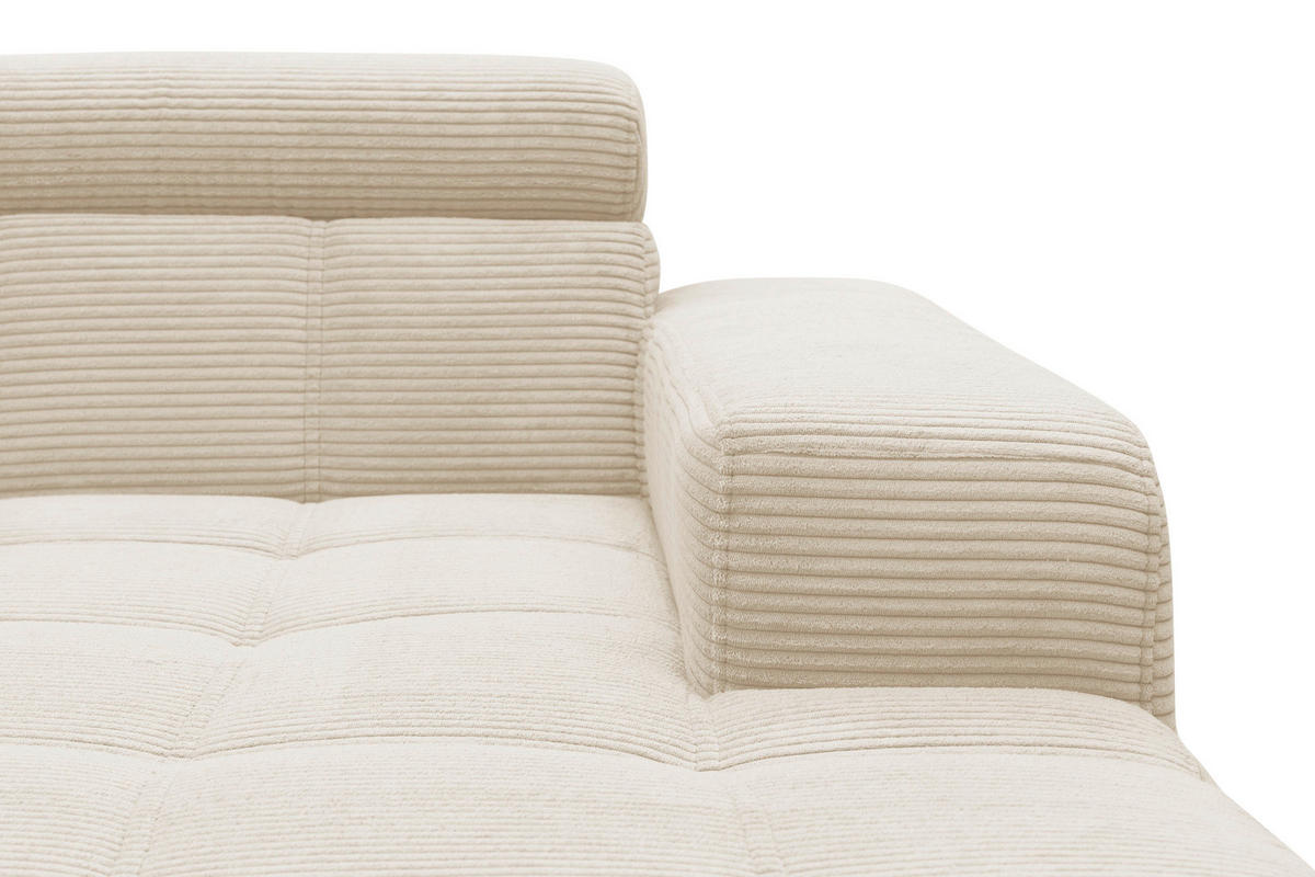 ECKSOFA TRENTO Creme Mikrofaser  - Dunkelgrau/Creme, MODERN, Textil/Metall (287/175cm) - MID.YOU