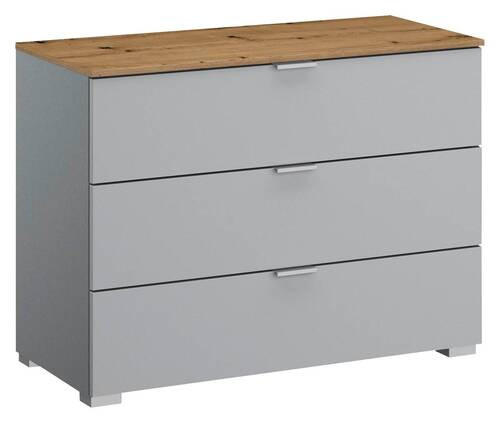 KOMMODE in 80/61/42 cm - Eichefarben/Alufarben, Trend, Holzwerkstoff/Kunststoff (80/61/42cm) - Stylife