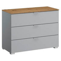 KOMMODE 80/61/42 cm  in Grau, Eichefarben  - Eichefarben/Alufarben, Trend, Holzwerkstoff/Kunststoff (80/61/42cm) - Stylife