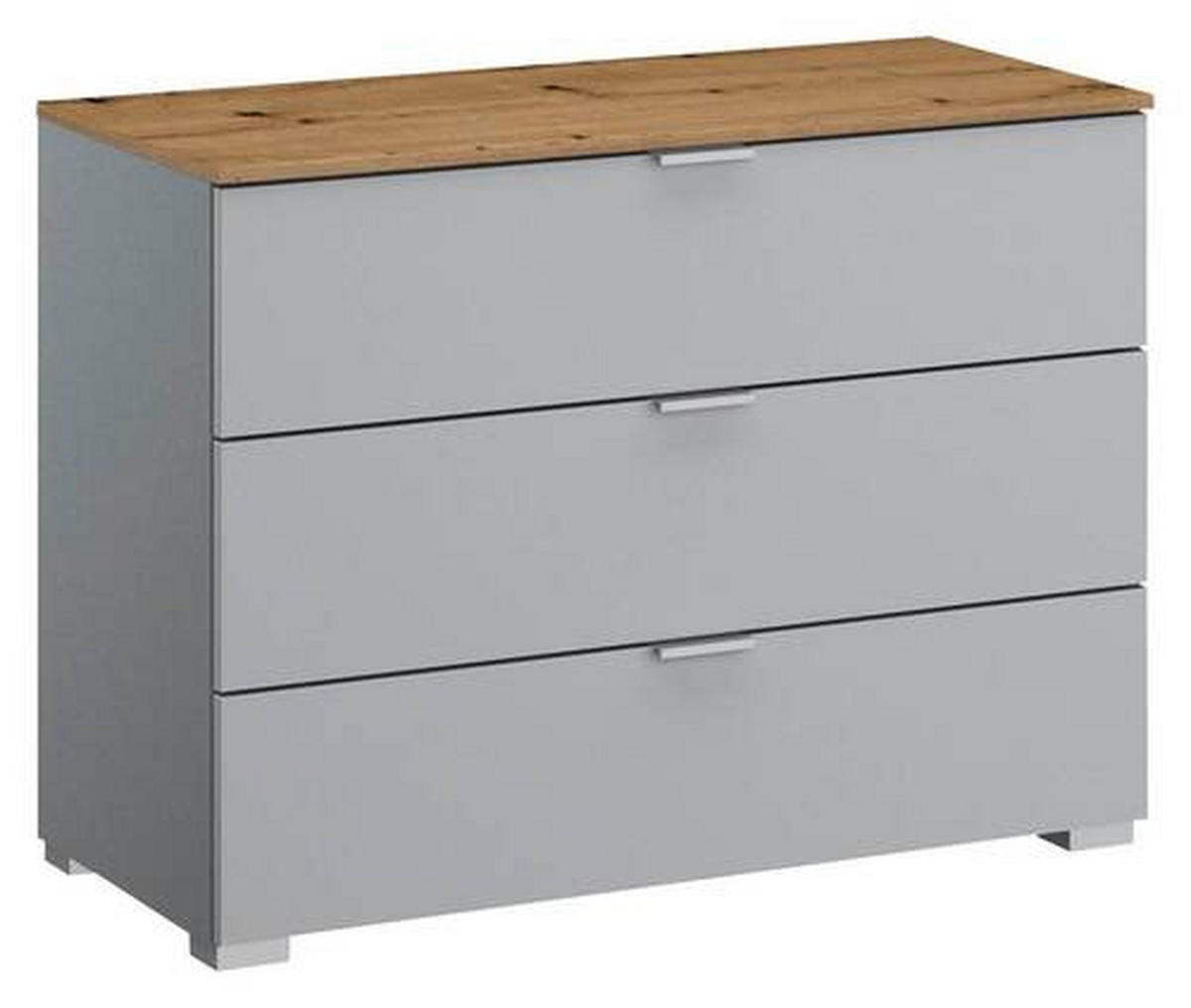 KOMMODE 80/61/42 cm  in Grau, Eichefarben  - Eichefarben/Alufarben, Trend, Holzwerkstoff/Kunststoff (80/61/42cm) - Stylife
