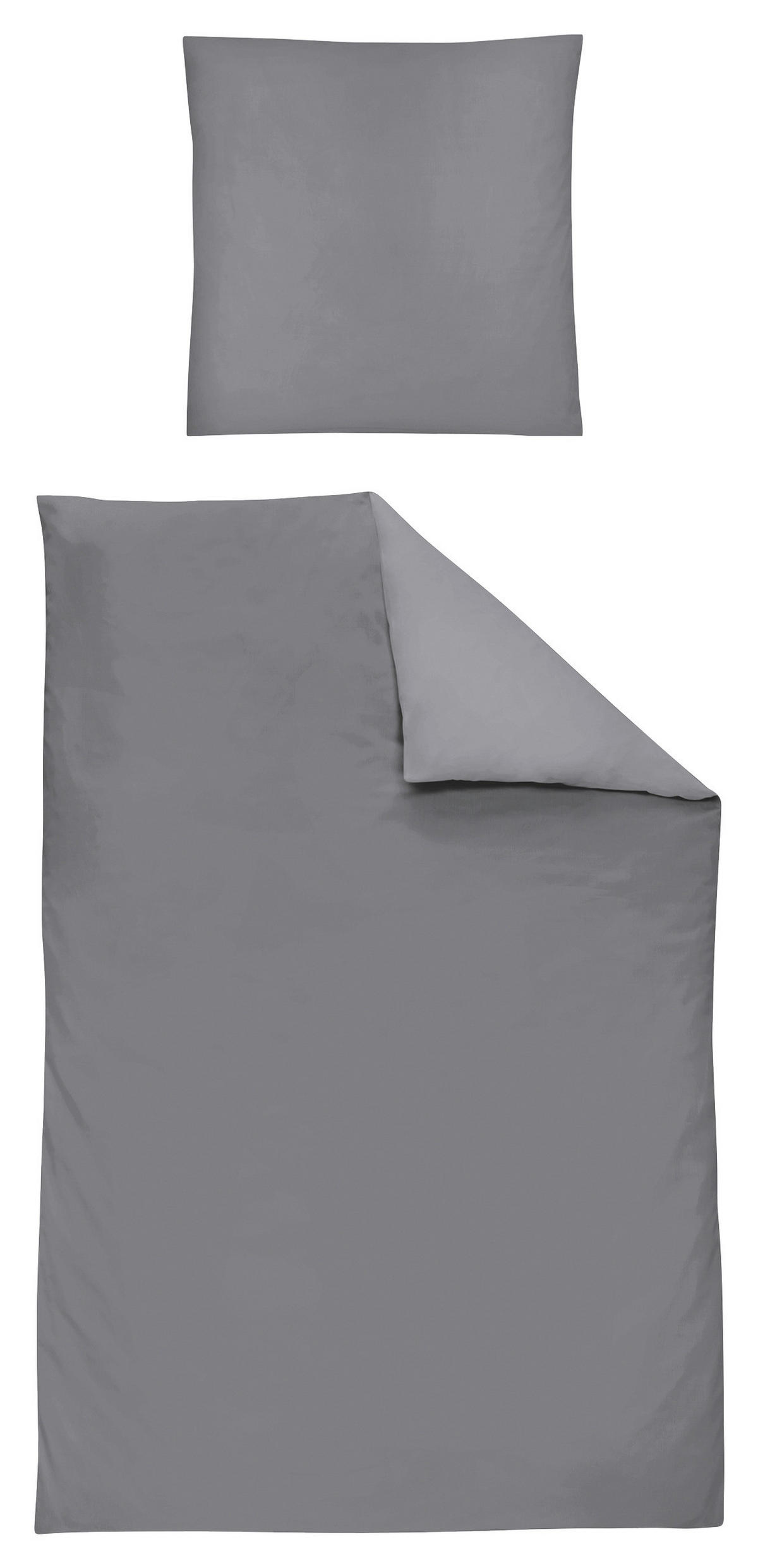 BETTWÄSCHE Makosatin 200/200 cm  - Graphitfarben, KONVENTIONELL, Textil (200/200cm) - Irisette