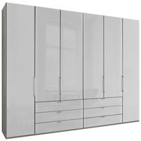 FALTTÜRENSCHRANK 300/216/58 cm 4-türig Grau, Weiß  - Chromfarben/Weiß, KONVENTIONELL, Glas/Holzwerkstoff (300/216/58cm) - Dieter Knoll