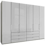 FALTTÜRENSCHRANK 300/216/58 cm 4-türig Grau, Weiß  - Chromfarben/Weiß, KONVENTIONELL, Glas/Holzwerkstoff (300/216/58cm) - Dieter Knoll