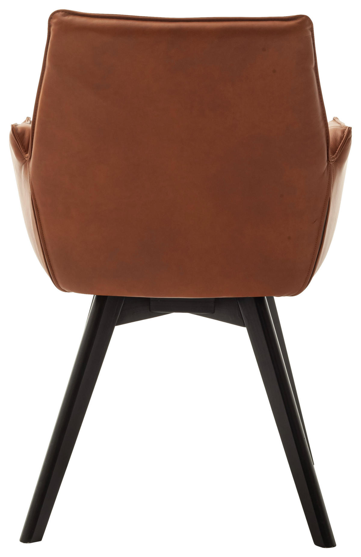 ARMLEHNSTUHL  in Echtleder naturbelassen  - Cognac/Schwarz, Konventionell, Leder/Holz (61/87/63cm) - Linea Natura