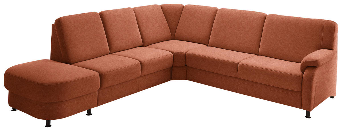 ECKSOFA  in Flachgewebe Rostfarben  287/269 cm  - Rostfarben/Schwarz, KONVENTIONELL, Textil/Metall (287/269cm) - Beldomo System