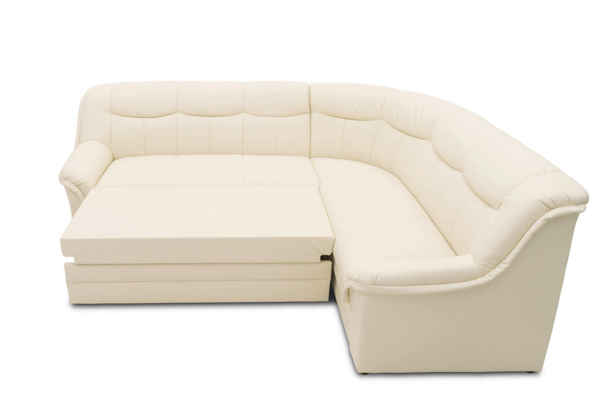 ECKSCHLAFSOFA  BERLIN FK Beige Lederlook  - Beige/Schwarz, KONVENTIONELL, Kunststoff/Textil (250/205cm) - MID.YOU