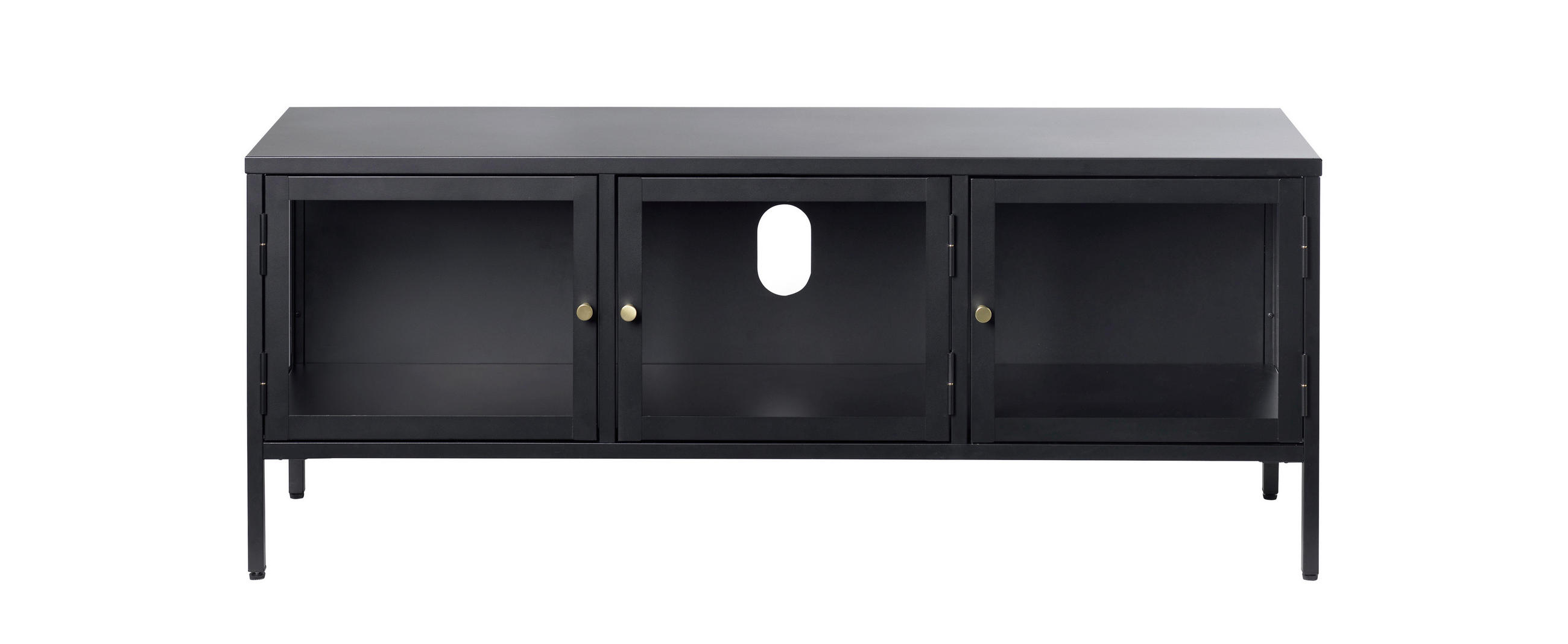 MEDIABÄNK svart  110/140/40 cm  - svart/guldfärgad, Trend, metall (110/140/40cm) - Xora