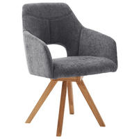 ARMLEHNSTUHL  in Mikrofaser  - Wildeiche/Grau, Design, Holz/Textil (57/84/57cm) - Voleo