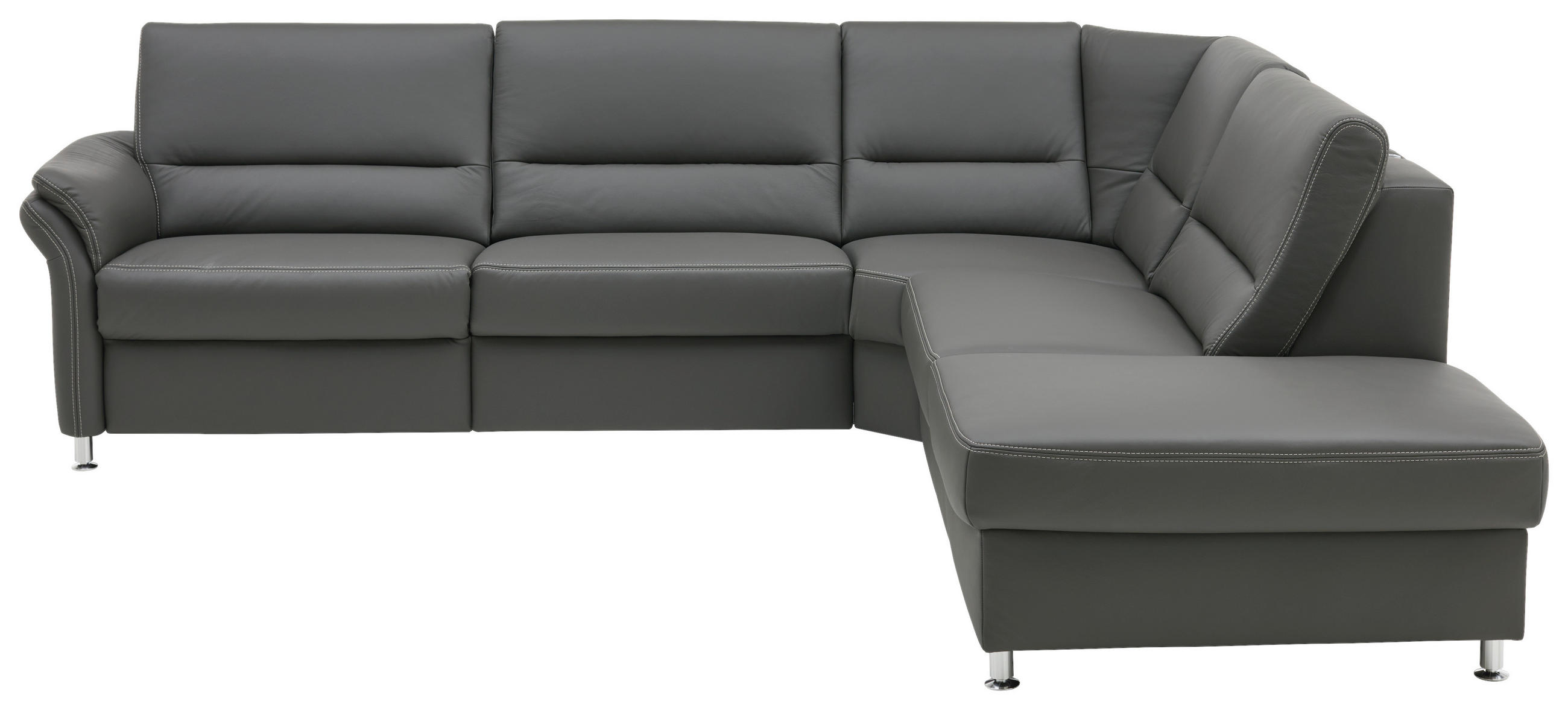 ECKSOFA in Echtleder Grau  - Beige/Hellgrau, Design, Leder/Metall (288/249cm) - Beldomo Premium