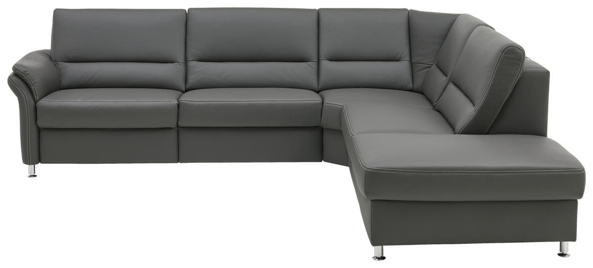 ECKSOFA in Echtleder Grau  - Beige/Hellgrau, Design, Leder/Metall (288/249cm) - Beldomo Premium