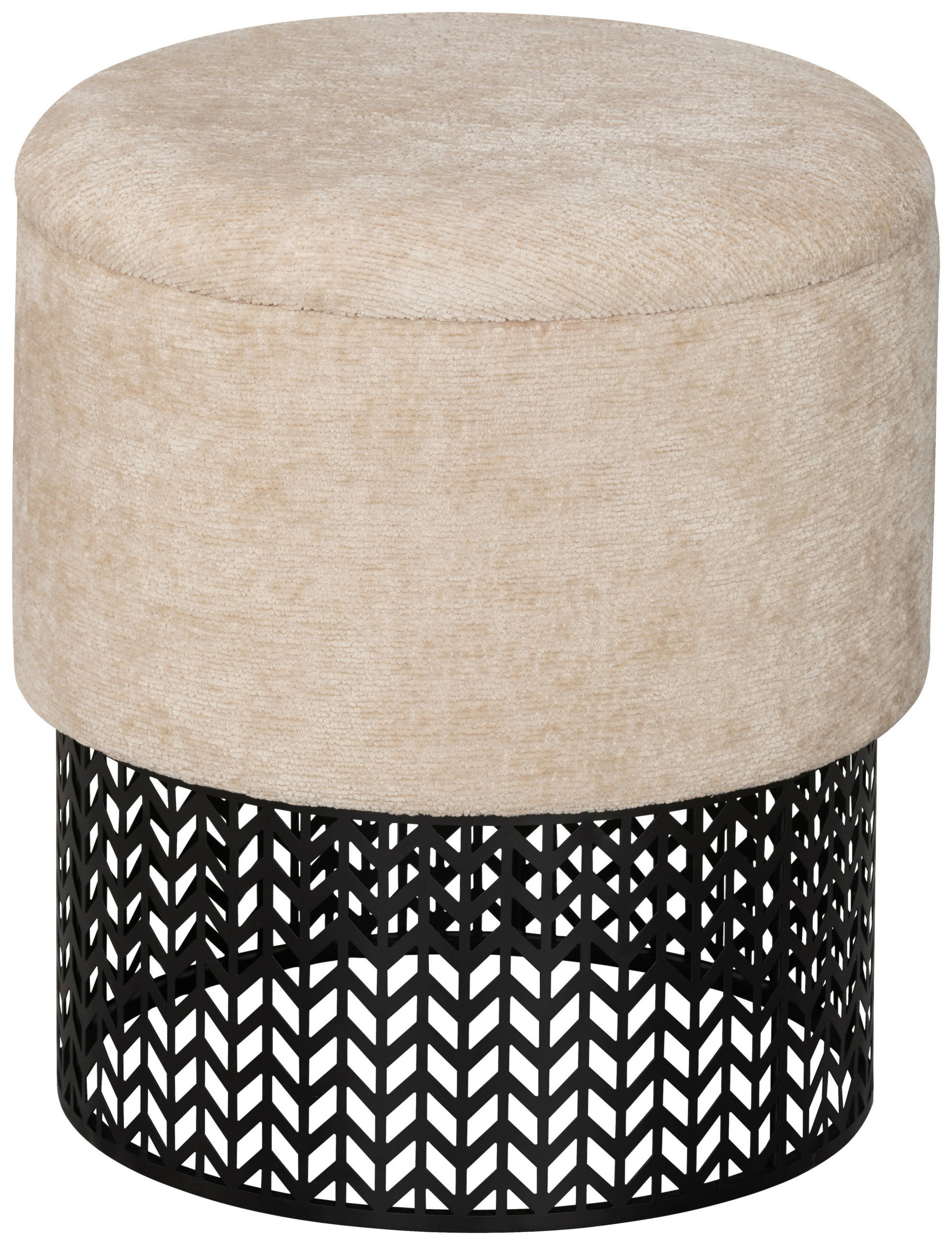 POUF in Beige Metall, Textil, Holzwerkstoff Beige  - Beige, Design, Holzwerkstoff/Textil (40/44/40cm) - MID.YOU