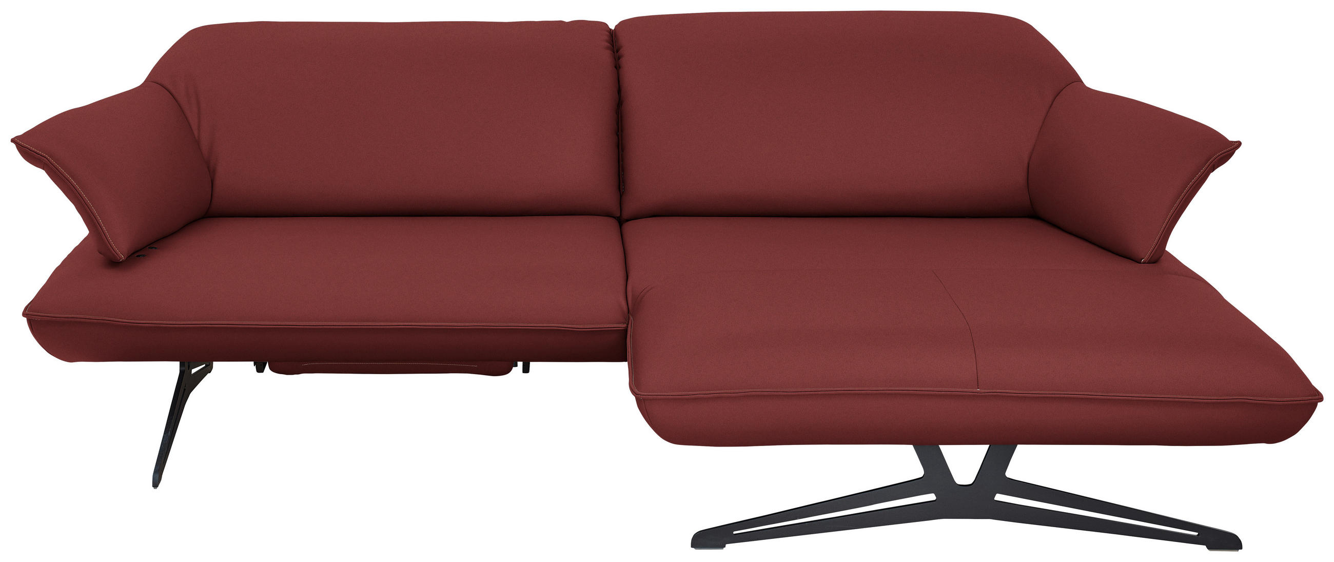ECKSOFA in Echtleder Weinrot  - Beige/Weinrot, Design, Leder/Metall (252/169cm) - Koinor