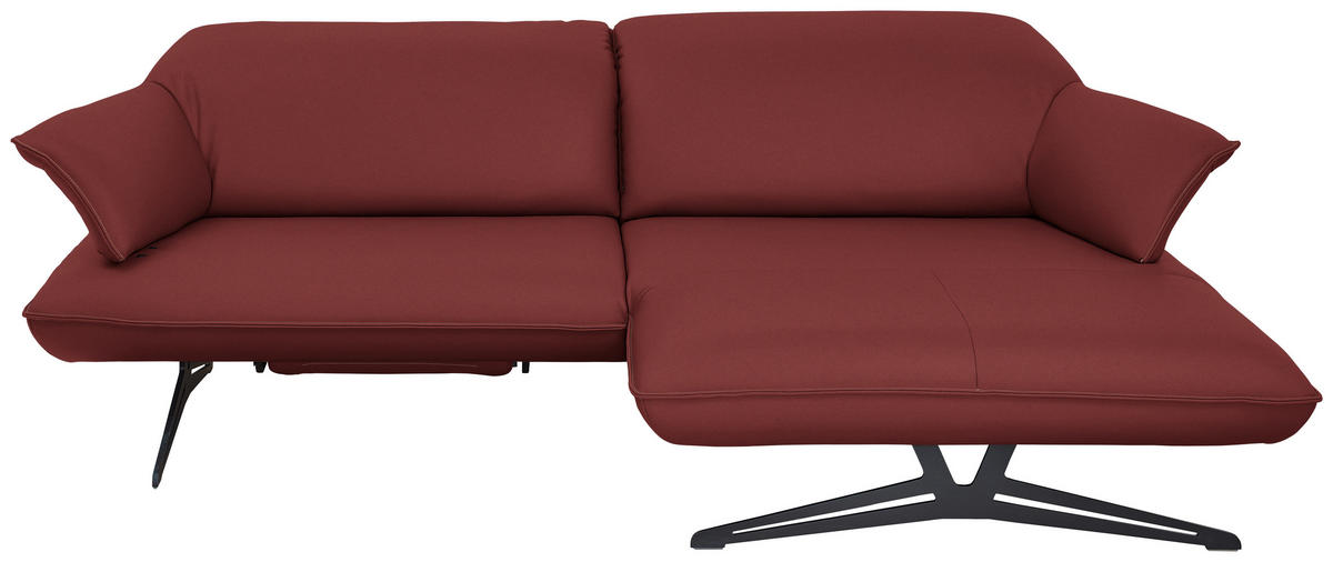 ECKSOFA in Echtleder Weinrot  - Beige/Weinrot, Design, Leder/Metall (252/169cm) - Koinor