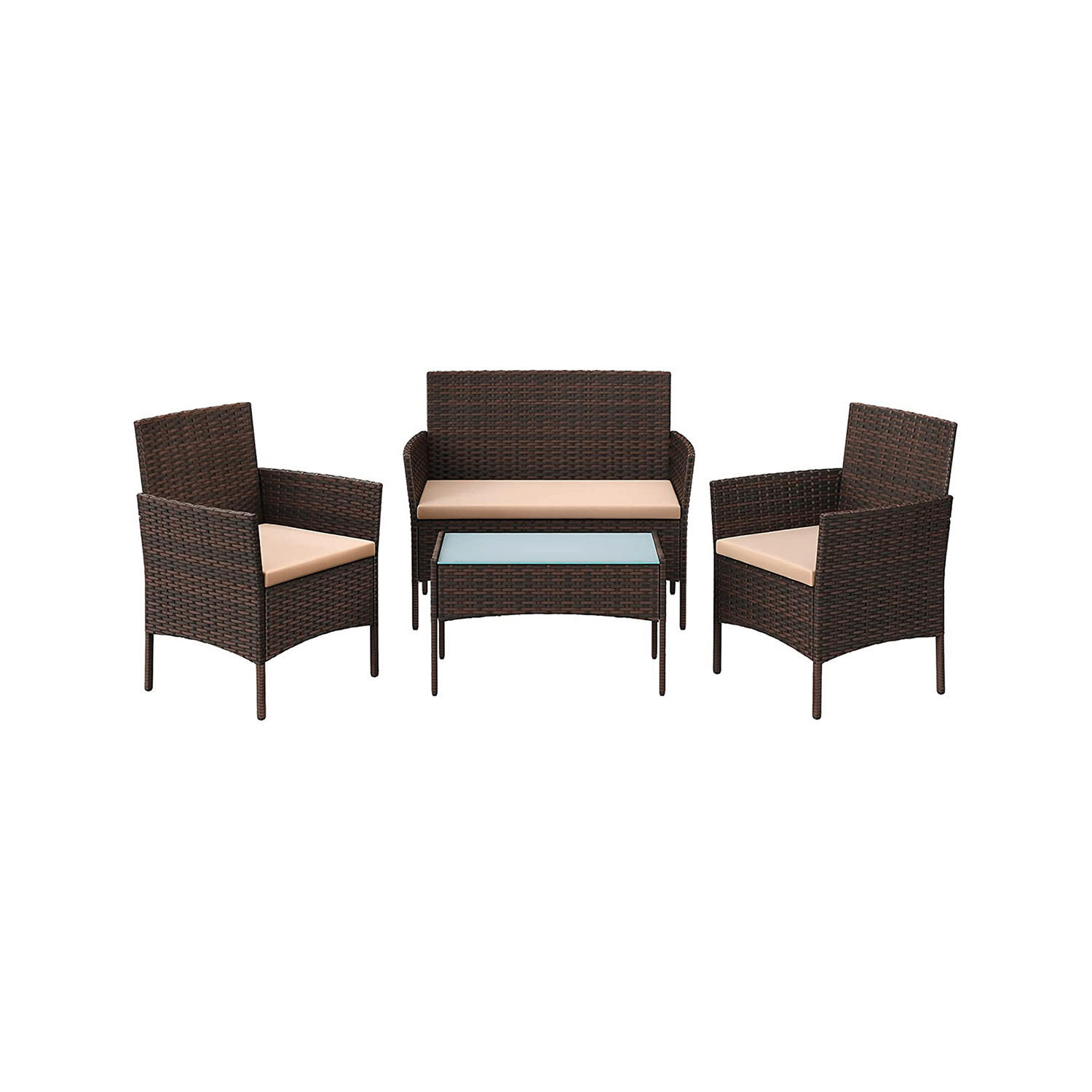 GARTENSET Flachgewebe Stahl  - Dunkelbraun/Beige, MODERN, Glas/Kunststoff - Modante