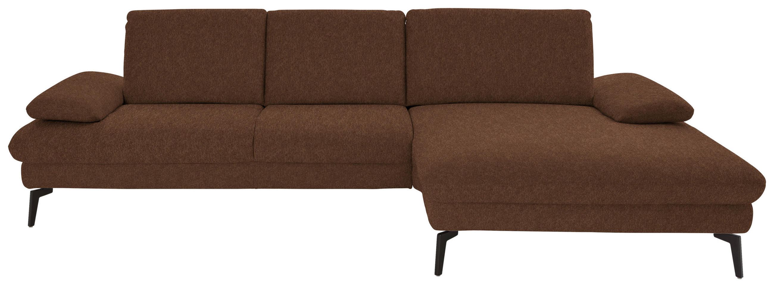ECKSOFA in Chenille, Mikrofaser Braun  - Schwarz/Braun, Design, Textil/Metall (299/157cm) - Dieter Knoll