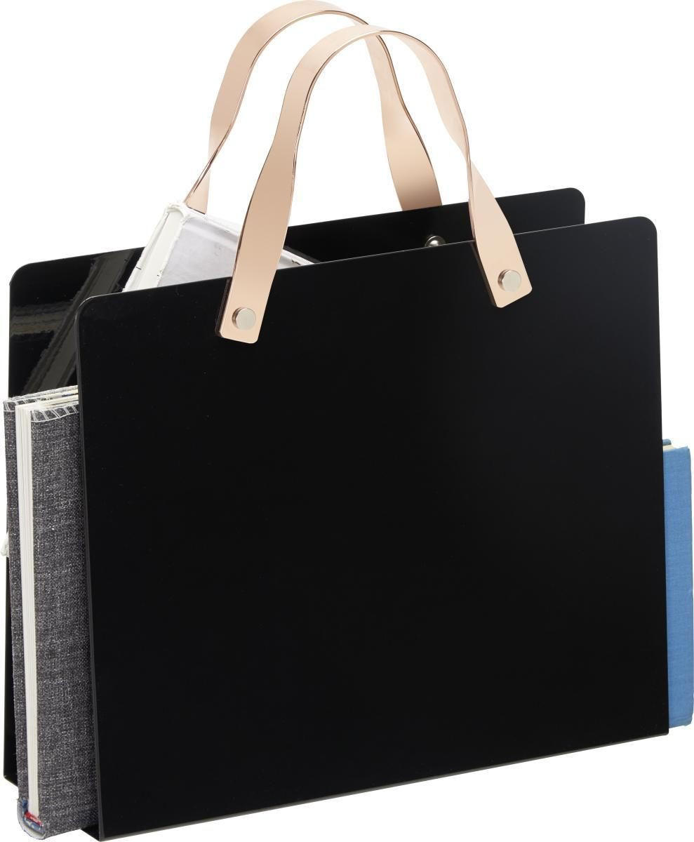 STOJAN NA NOVINY, čierna, mosadzná - čierna/mosadzná, Basics, kov (30/25-35,3/10cm) - Xora