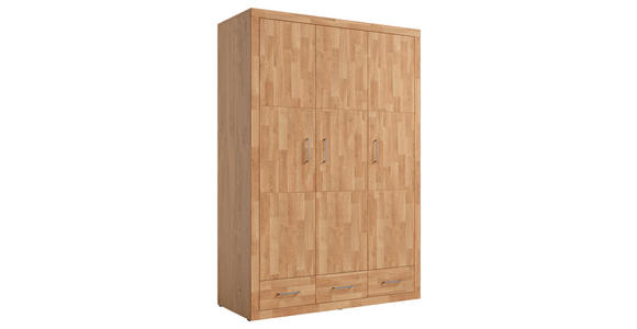 DREHTÜRENSCHRANK  in Eichefarben  - Eichefarben/Silberfarben, Natur, Holz/Holzwerkstoff (145/212/60cm) - Linea Natura