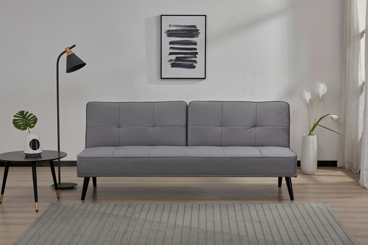 SCHLAFSOFA in Samt Grau  - Schwarz/Grau, Design, Holz/Textil (191/81/81cm) - Ti'me