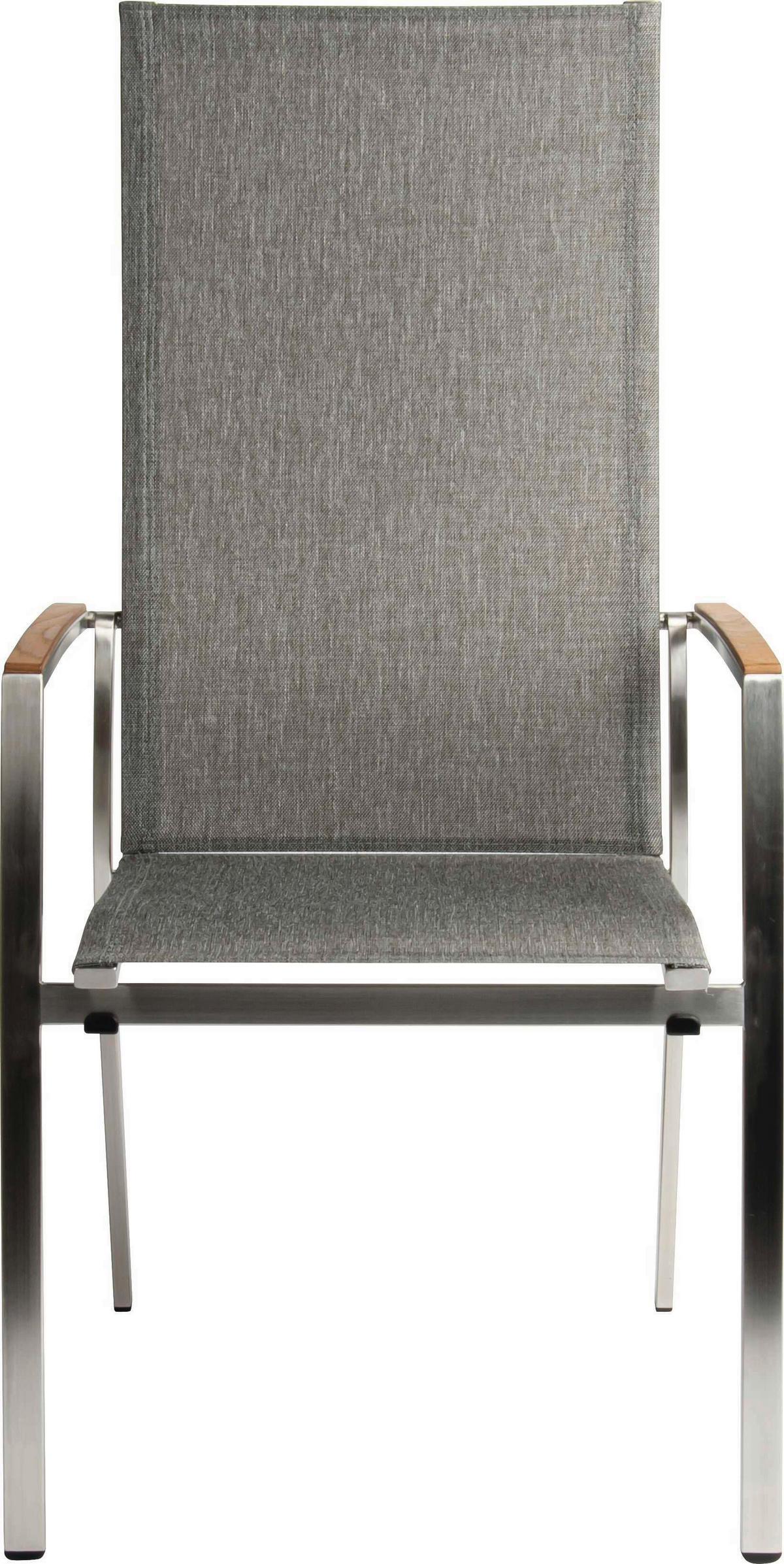 STAPELSESSEL in Holz, Metall, Textil Edelstahlfarben, Hellgrau, Teakfarben  - Edelstahlfarben/Hellgrau, Basics, Holz/Textil (56/110/67cm) - Stern