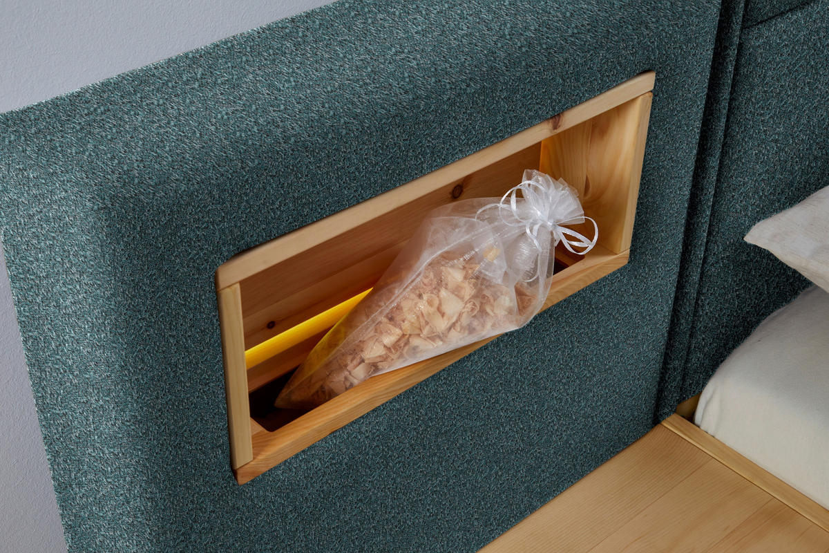 BOXSPRINGBETT 180/200 cm  in Eichefarben, Petrol  - Eichefarben/Petrol, Natur, Holz/Textil (180/200cm) - Valnatura
