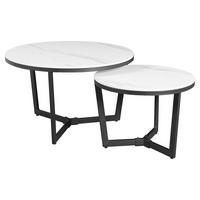 COUCHTISCHSET 68,5/68,5/43 cm rund Schwarz, Weiß  - Schwarz/Weiß, KONVENTIONELL, Stein/Metall (68,5/68,5/43cm) - MID.YOU