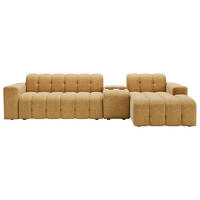 ECKSOFA Bernsteinfarben Chenille Stauraum, Getränkehalter  - Bernsteinfarben/Schwarz, MODERN, Kunststoff/Textil (299/150cm) - Milino