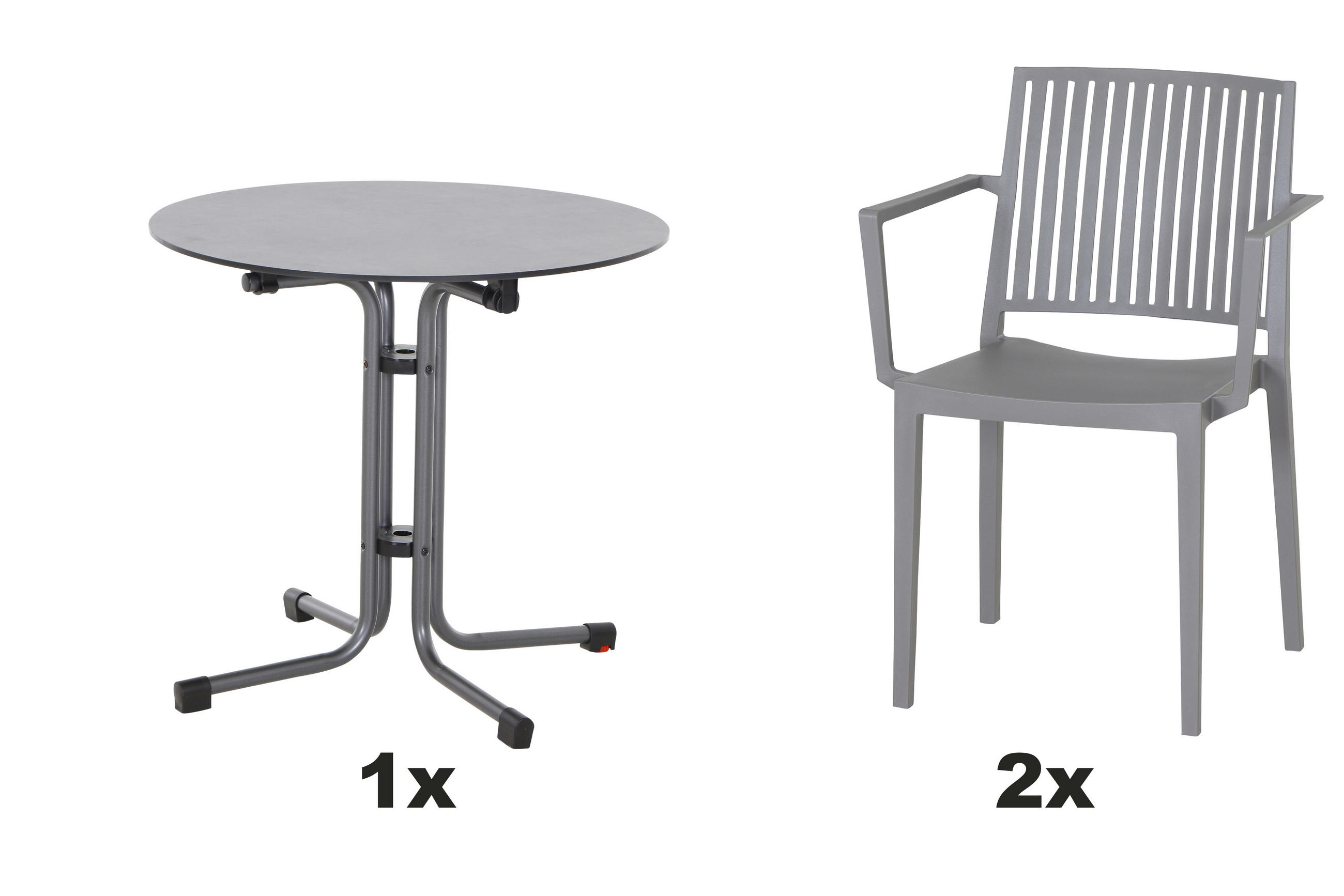 GARTENGARNITUR 3-teilig  - Anthrazit/Grau, Basics, Holzwerkstoff/Kunststoff (80/80/80cm) - Siena Garden