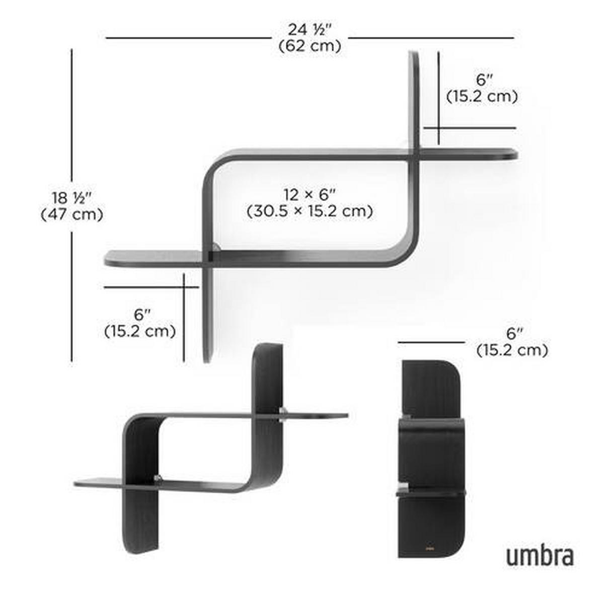 WANDREGAL Buche, Kautschukholz Schwarz  - Schwarz, KONVENTIONELL, Holz (64/48/16cm) - Umbra