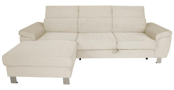 ECKSOFA inkl. Funktionen in Cord Naturfarben  - Silberfarben/Naturfarben, Design, Textil/Metall (167/250cm) - Xora