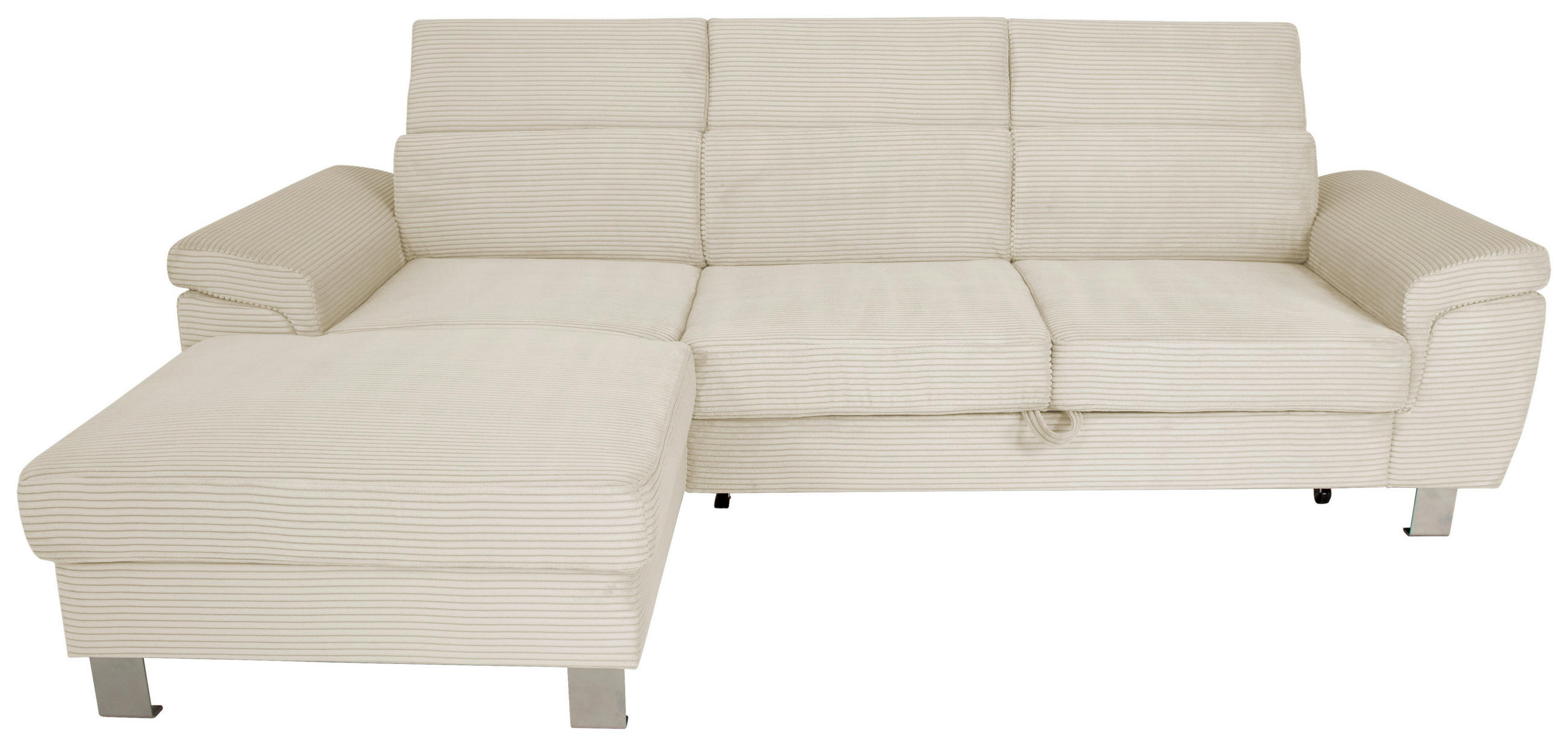 ECKSOFA in Cord Naturfarben  - Silberfarben/Naturfarben, Design, Textil/Metall (167/250cm) - Xora