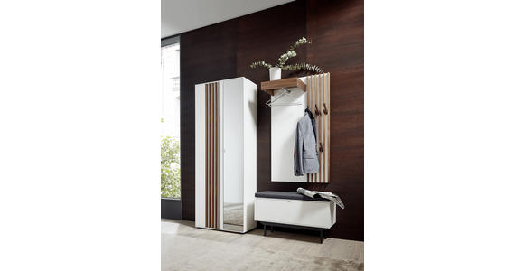 GARDEROBE 195/198/37 cm - Nussbaumfarben/Weiß, Design, Glas/Holz (195/198/37cm) - Ambiente