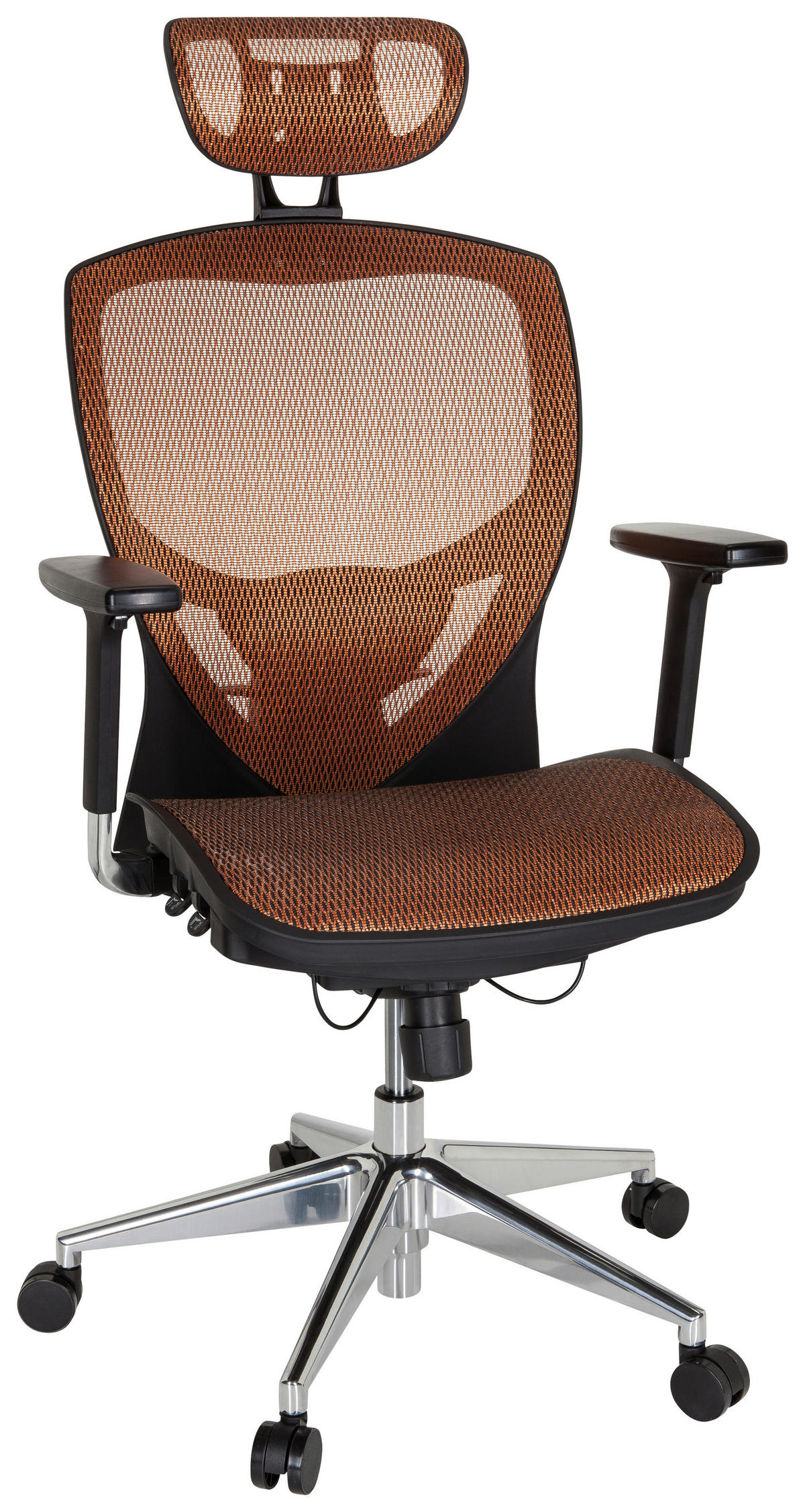 DREHSTUHL  in Netzbespannung Orange, Schwarz  - Silberfarben/Schwarz, Basics, Kunststoff/Textil (61/148/48cm) - MID.YOU