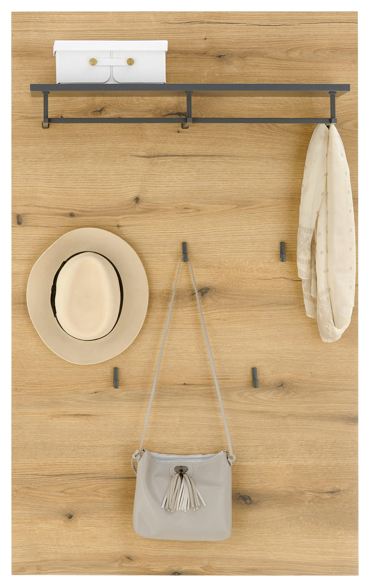 Garderobenpaneel Petra  in 80/130/36 cm  - Eichefarben/Anthrazit, Design, Holzwerkstoff (80/130/36cm) - Livetastic