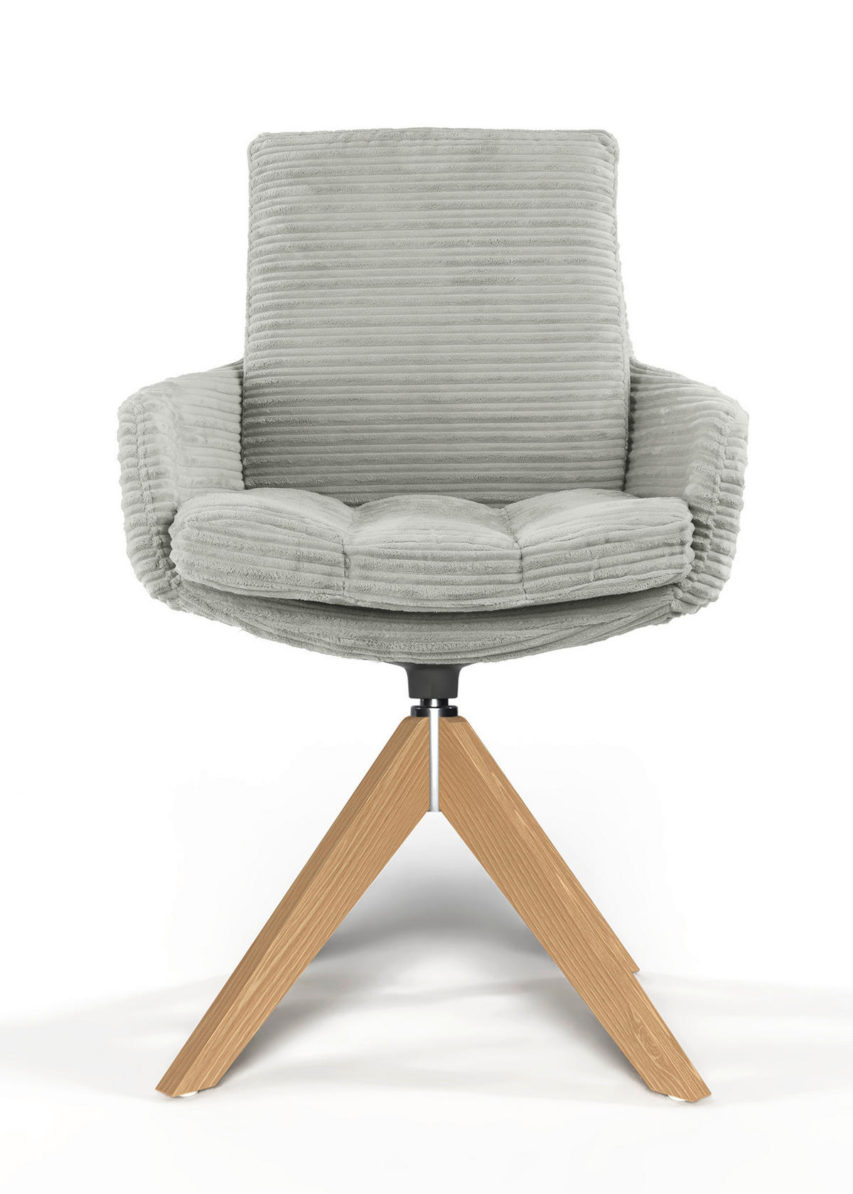 ARMLEHNSTUHL  Beinauswahl, Sitzfläche 360° drehbar, automatische Rückholfunktion, Stoff-/Lederauswahl gerippt  Naturfarben  - Eichefarben/Naturfarben, Design, Holz/Textil (60/91/62cm) - Valdera