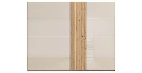 SCHWEBETÜRENSCHRANK 262/223/68 cm 2-türig Eichefarben, Champagner - Champagner/Eichefarben, Design, Glas/Holzwerkstoff (262/223/68cm) - Novel